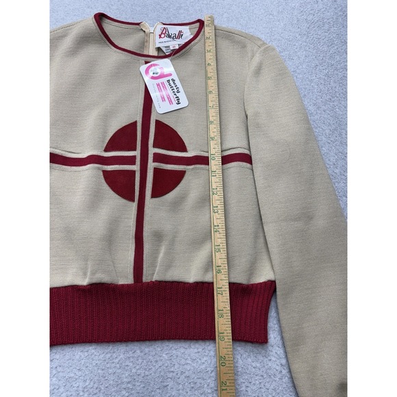 Vintage Bakalli 2pc Dress & Sweater Set Womens 10 Mod Geometric Red Beige - Picture 9 of 16